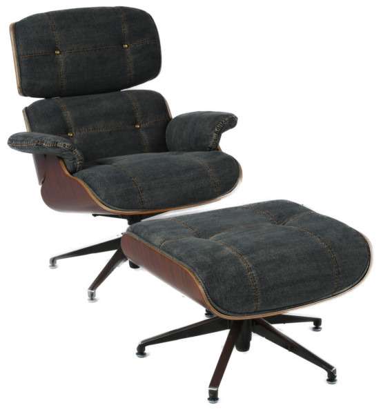 Кресло+пуф "Lounge chair jeans dark grey"