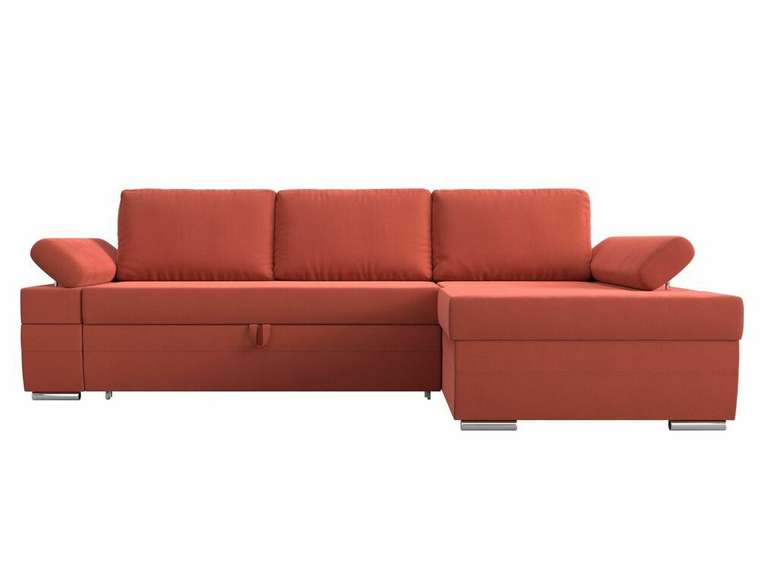 Угловой диван-кровать Канкун кораллового цвета правый угол