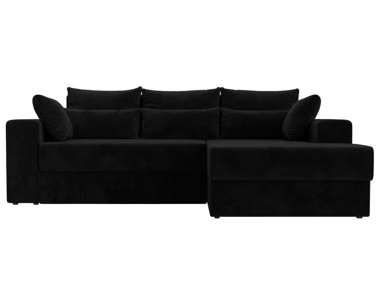 Угловой диван-кровать Майами черного цвета правый угол