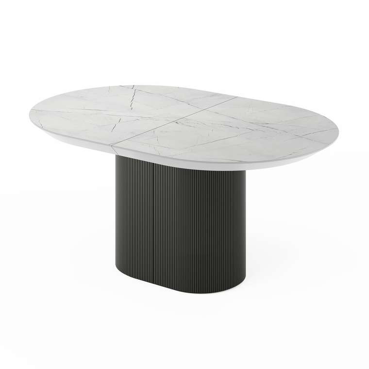 Раздвижной обеденный стол Гиртаб S бело-черного цвета