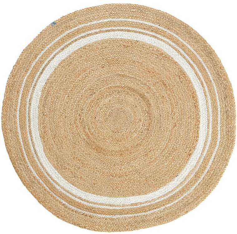 Ковер Vime Hali 120x120 из натурального джута бело-бежевого цвета
