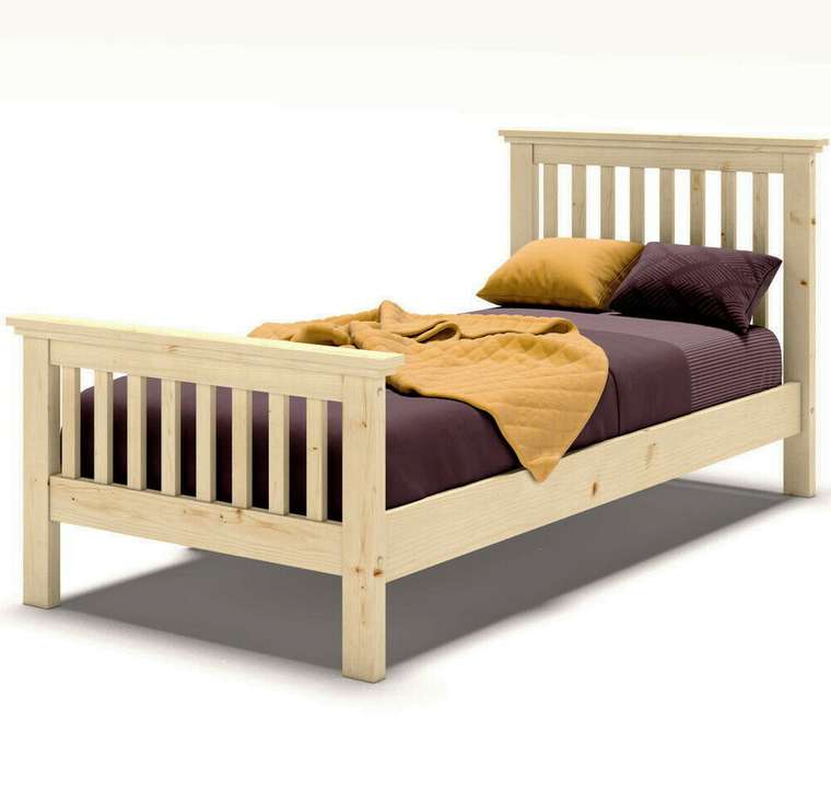 Кровать односпальная 90х200 с изножьем из массива дерева 