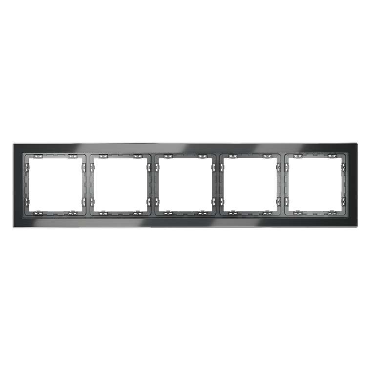 Рамка стеклянная VOLTUM S70 на 5 постов, (графит, стекло)