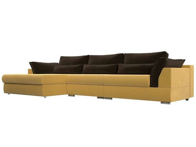 Угловой диван-кровать Пекин Long желто-коричневого цвета угол левый