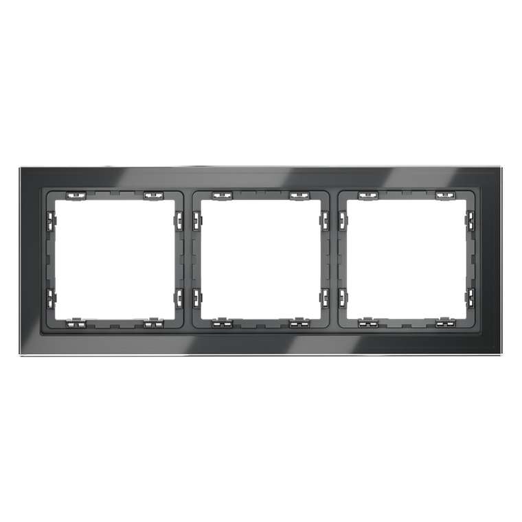 Рамка стеклянная VOLTUM S70 на 3 поста, (графит, стекло)