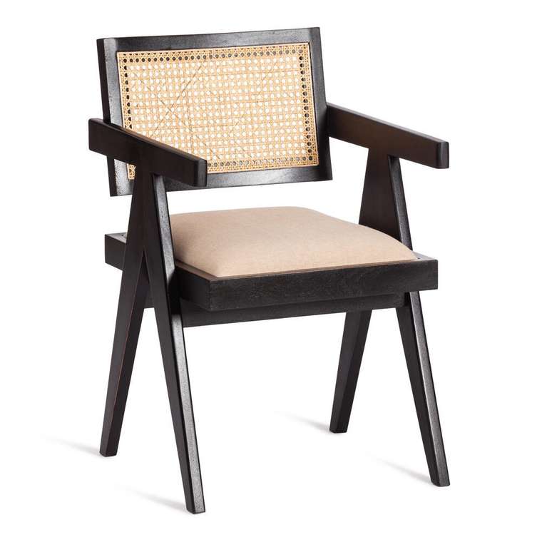 Стул с подлокотником Black Label черно-бежевого цвета