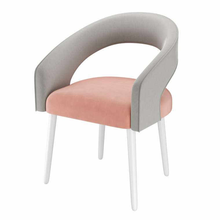 Стул-кресло мягкий Veronica розового цвета на белых ножках