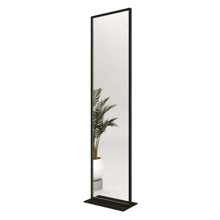 Дизайнерское напольное двухстороннее зеркало Zeliso-ll в металлической раме черного цвета