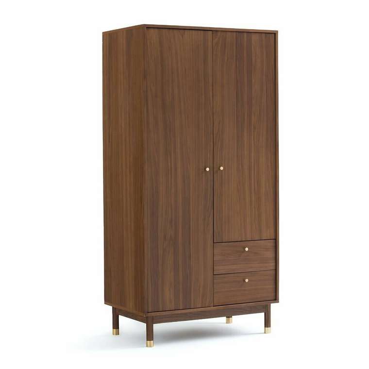 Шкаф двухдверный с двумя ящиками Lambro коричневого цвета