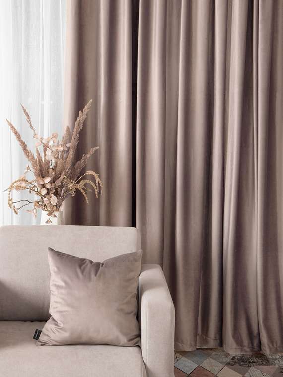 Комплект штор из велюра Monaco 150х270 коричневого цвета