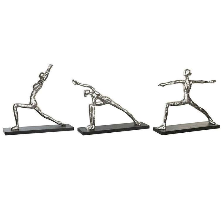 Декоративная фигура DKD Home Decor 33 x 10 x 35 cm Серебристый Чёрный Индиец Yoga (3 штук)