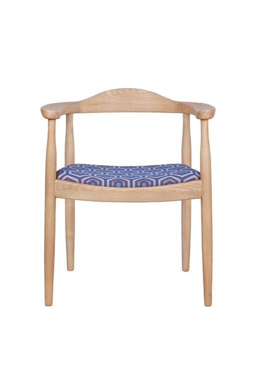 Стул с подлокотниками Carlo бежево-синего цвета