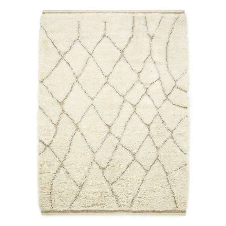 Ковер берберский из шерсти сотканный вручную Djurdi 200x290 белого цвета