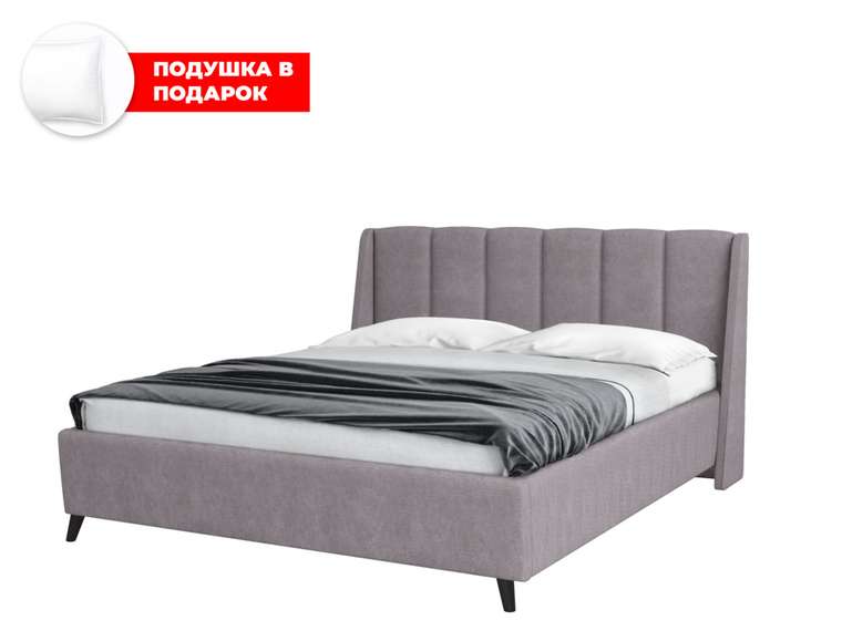 Кровать Skordia 120х200 в обивке из велюра серого цвета с подъемным механизмом