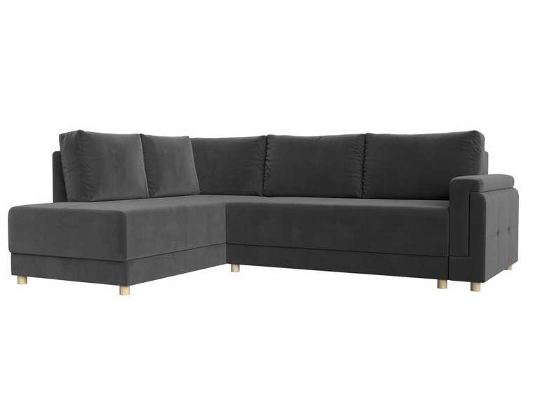 Угловой диван-кровать Лига 024 серого цвета левый угол