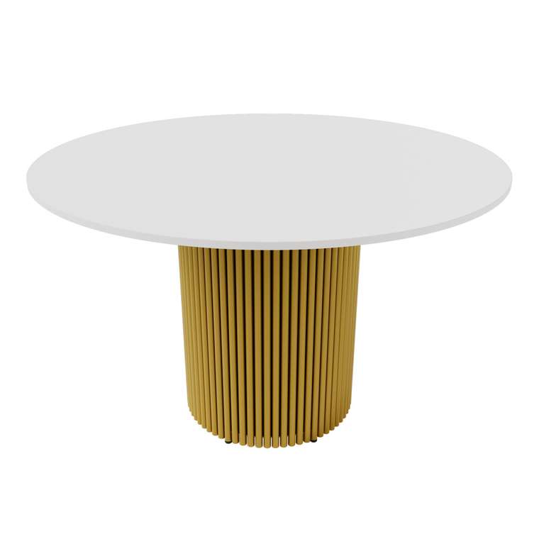 Обеденный стол Trubis Wood XL 120 бело-золотого цвета