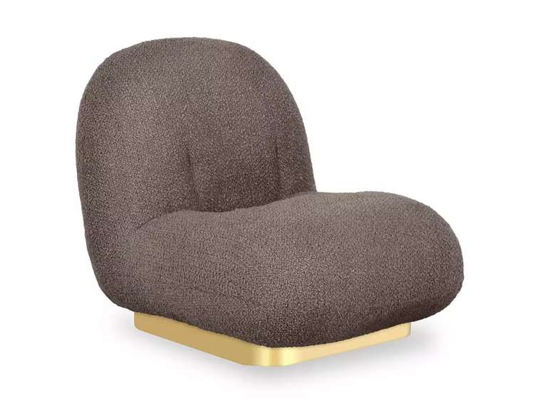 Кресло Pacha Wood серо-коричневого цвета с золотым основанием