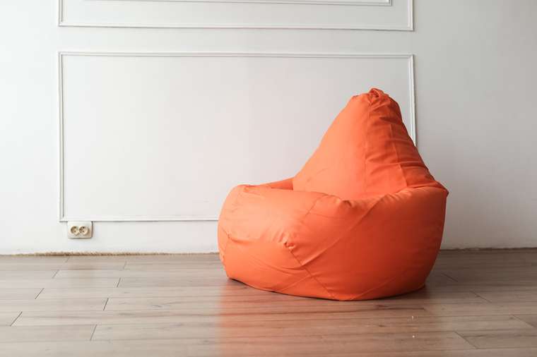 Кресло-мешок Груша 3XL в обивке из экокожи оранжевого цвета 