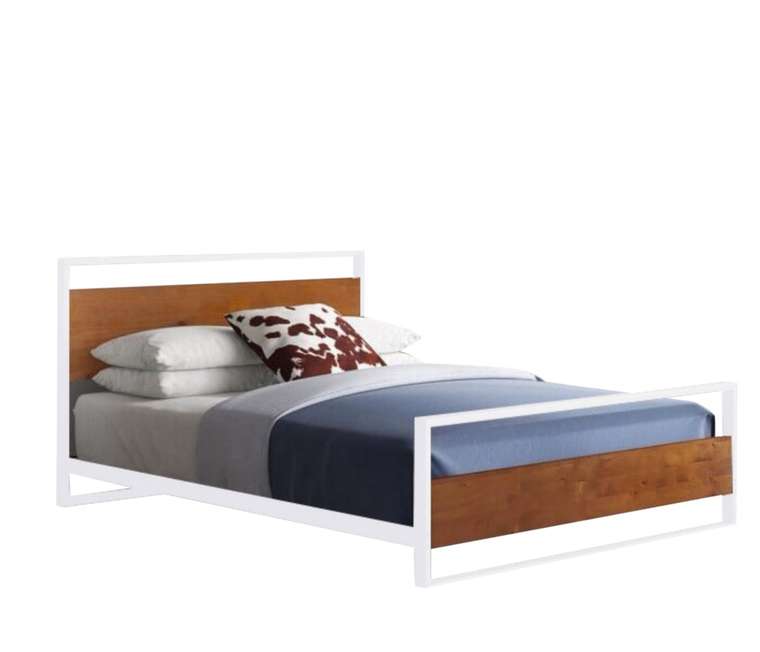 Кровать Шелби 140х200 бело-коричневого цвета