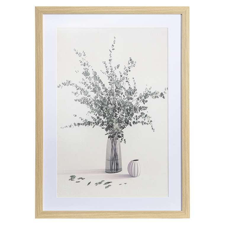 Панно декоративное Plant 50х70 бело-серого цвета