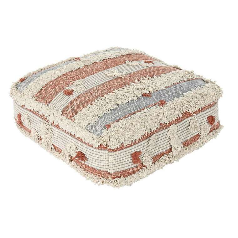 Пуф Белый Оранжевый Лучи Boho 60 x 60 x 25 cm (2 штук)