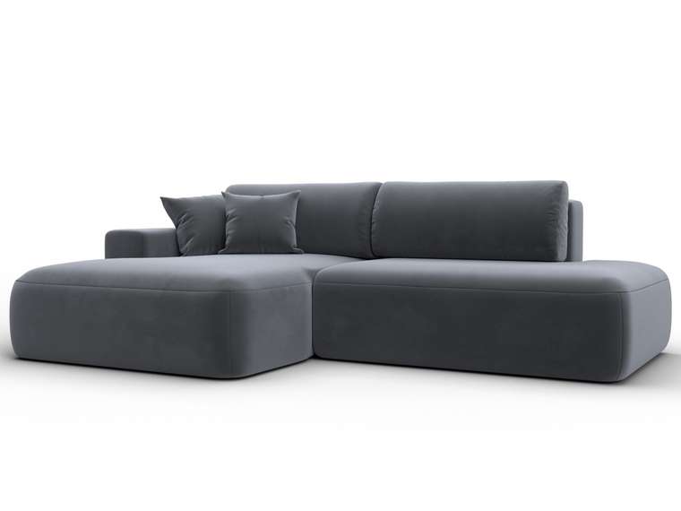 Угловой диван-кровать Лига 036 Модерн серого цвета левый угол