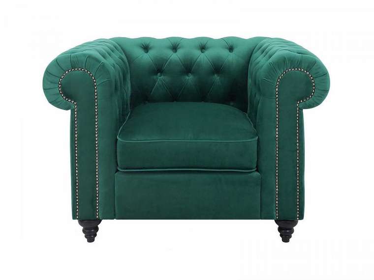 Кресло Chester Classic зеленого цвета с черными ножками 