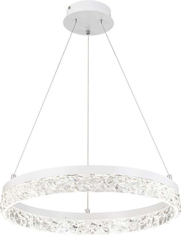 Подвесной светодиодный светильник с ПДУ Escada Glacial 10224/SG LED 56Вт, металл/акрил, белый кольцо