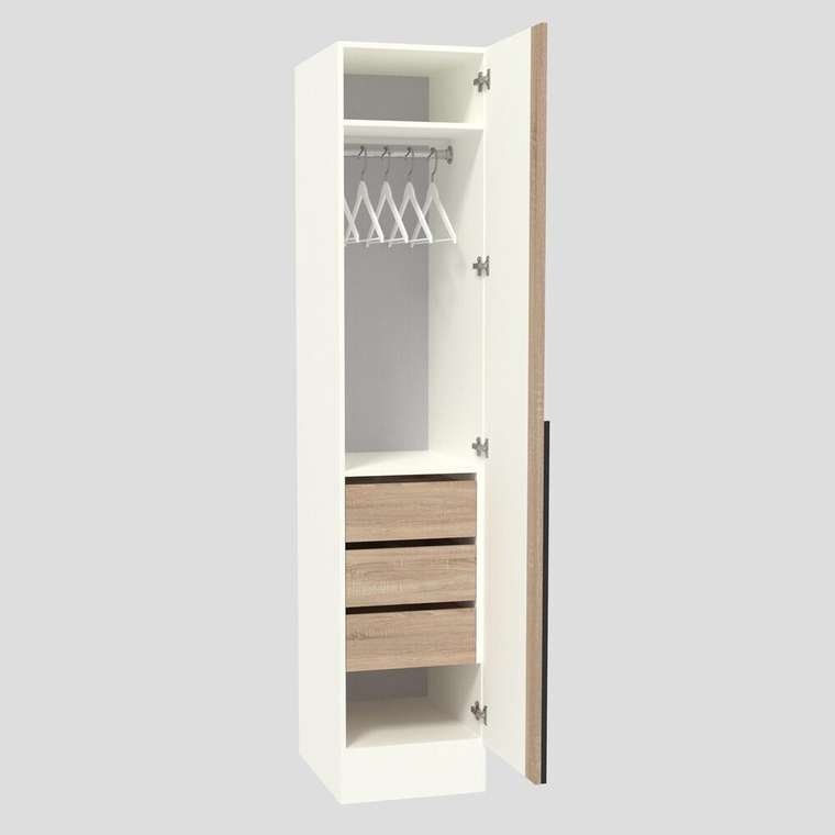 Шкаф с ящиками и вешалом Абсолют Ш145.1 белого цвета правый