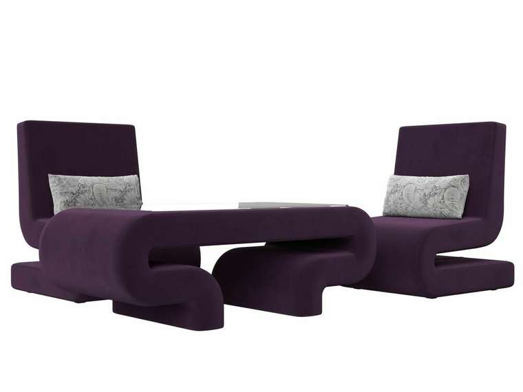 Набор мягкой мебели Волна 3 темно-фиолетового цвета