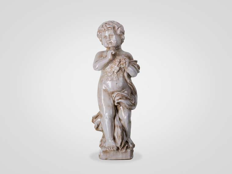 Статуэтка из глазурованной керамики "Ангел с цветами"