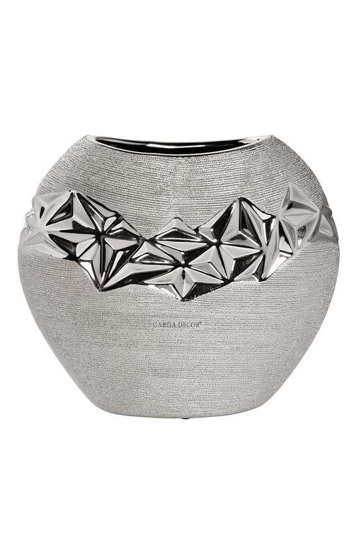 Керамическая ваза серебряного цвета 