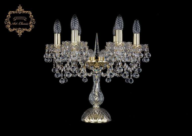 Хрустальная настольная лампа с подвесками Art Classic 46327 12.26.6.141-37.Gd.B подсвечник