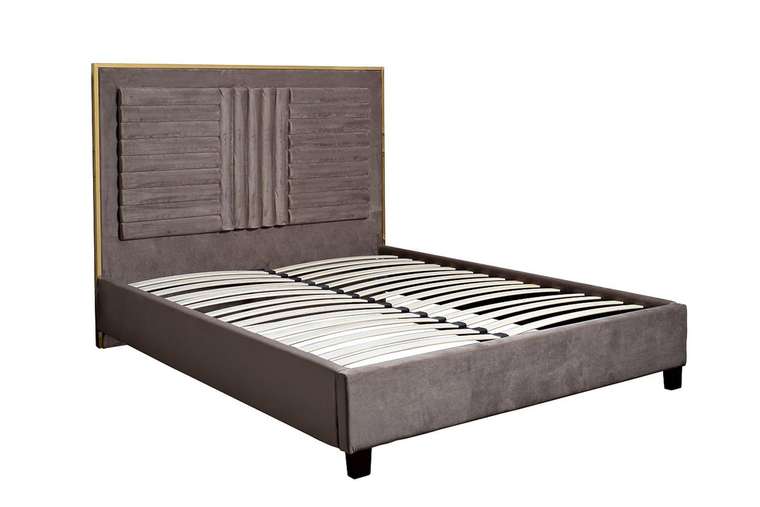 Кровать двуспальная из велюра с металлической вставкой 160х200