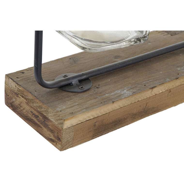 Кувшин DKD Home Decor Чёрный Натуральный Металл Стеклянный Древесина павловнии 49 x 11 x 27 cm (3 Предметы)