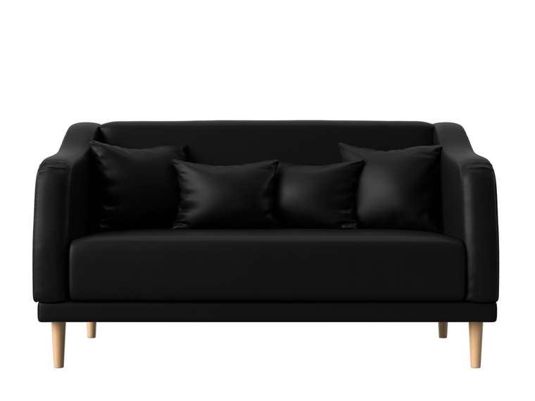 Прямой диван Киото черного цвета (экокожа)