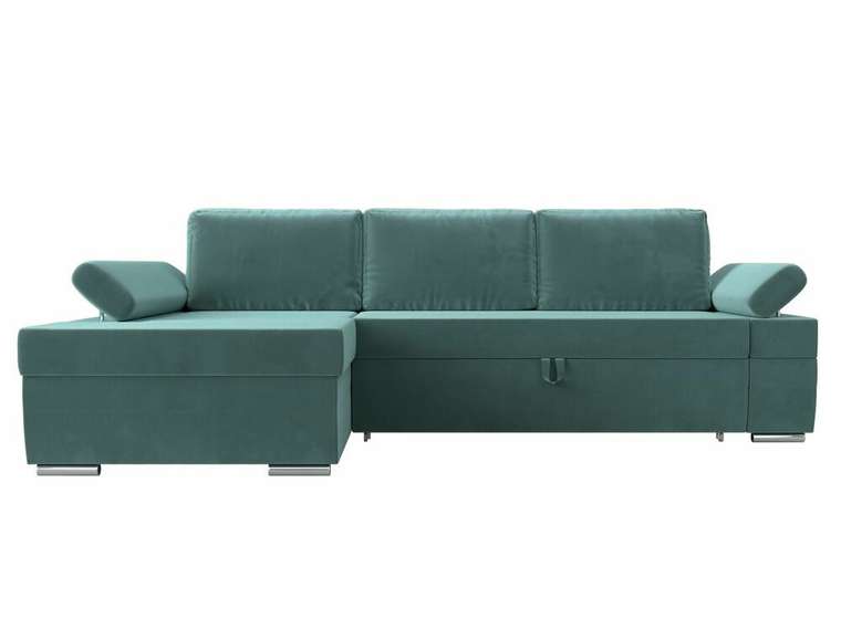 Угловой диван-кровать Канкун бирюзового цвета левый угол