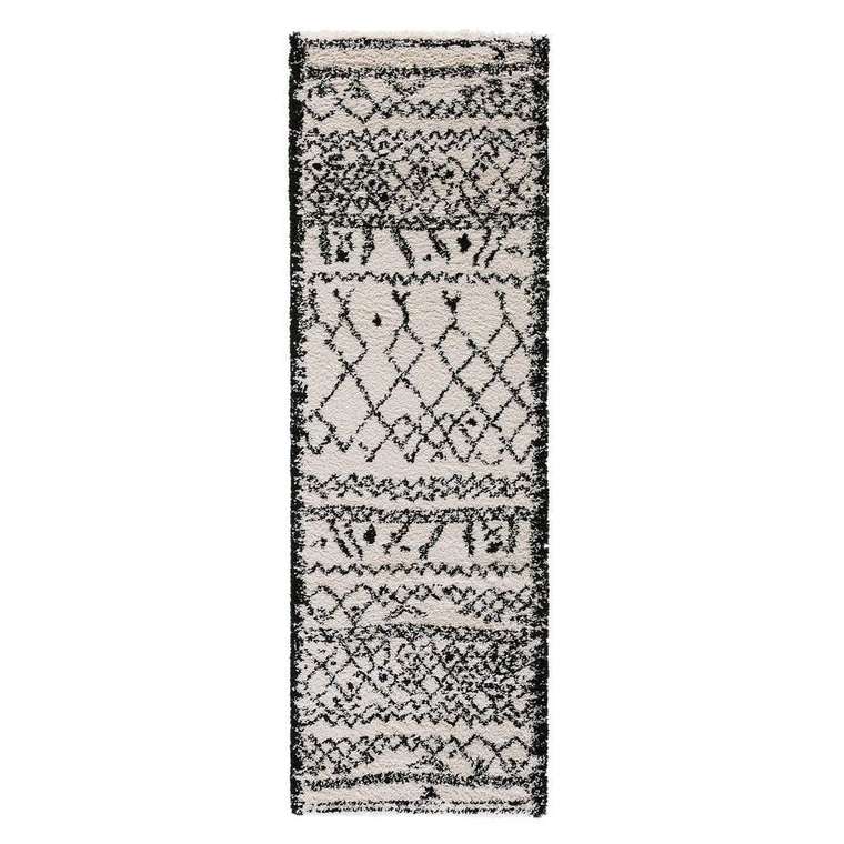 Ковер в берберском стиле Afaw 80x150 черно-белого цвета