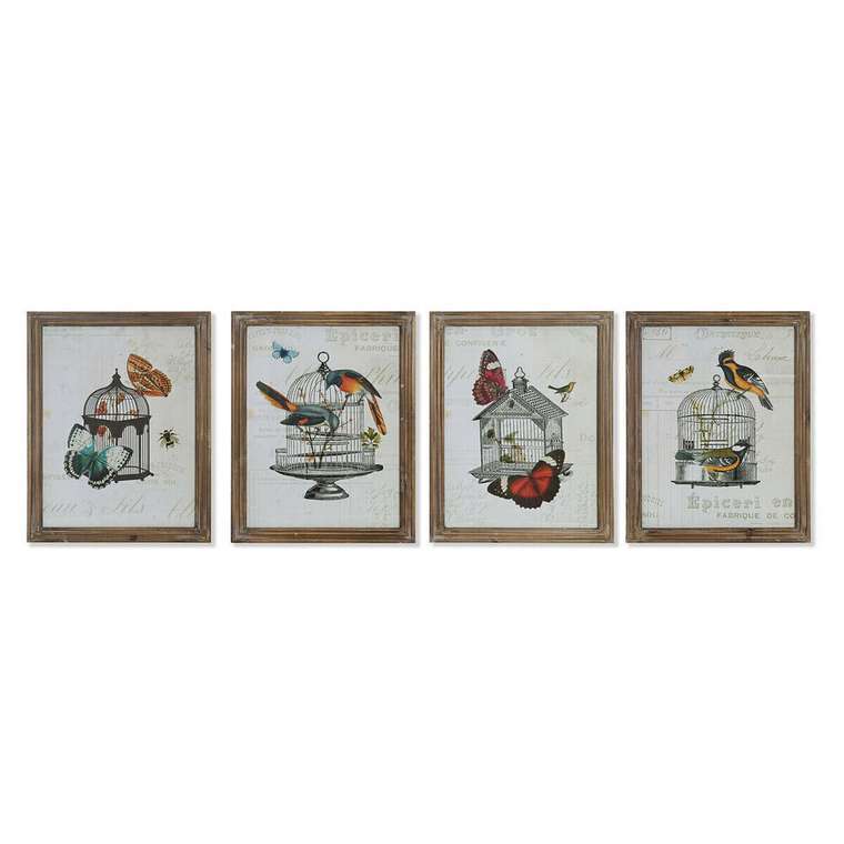 Картина 34 x 2 x 44 cm клетка Shabby Chic (4 Предметы)