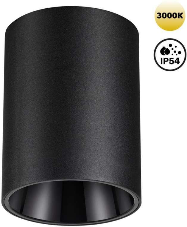 Светильник накладной влагозащищённый Novotech Recte 359422 черный IP54 LED 15W 220V 3000К