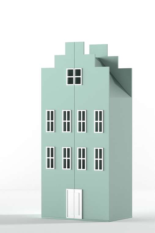 Двойной шкаф-домик Амстердам Medium бирюзового цвета