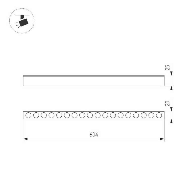 Трековый магнитный светильник Arlight MAG-DOTS-25-L600-18W Warm3000 050054