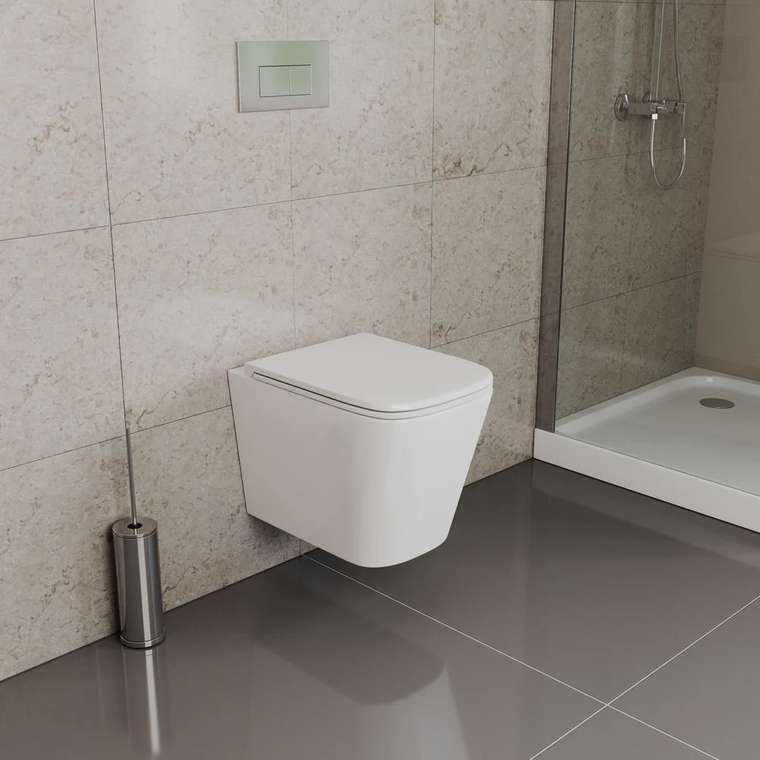 Унитаз подвесной Damp;K Quadro белый, безободковый, с микролифтом