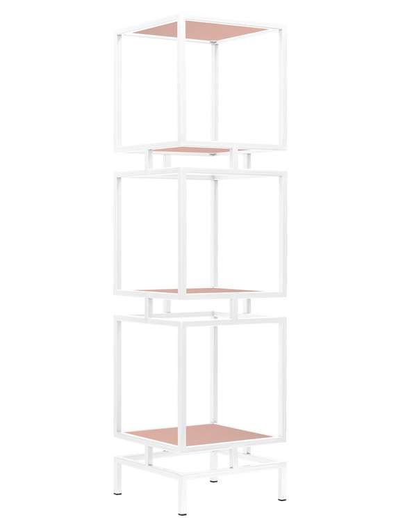 Стеллаж Cubic-3 бело-розового цвета