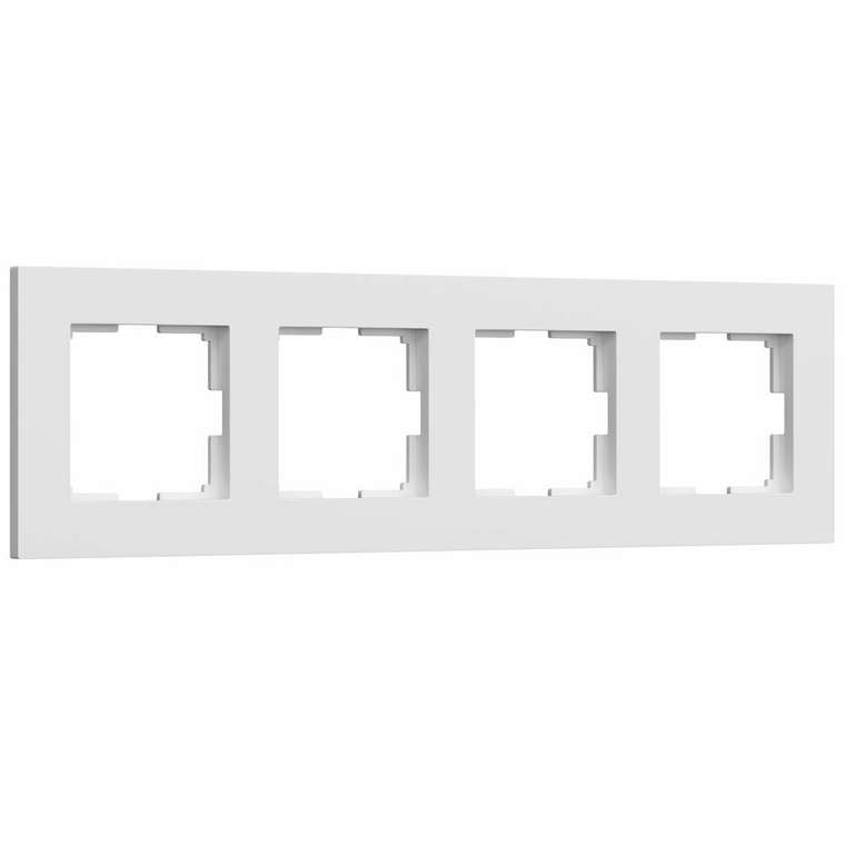 W0042961/ Рамка на 4 поста Slab (белый матовый) W0042961 Slab белый матовый
