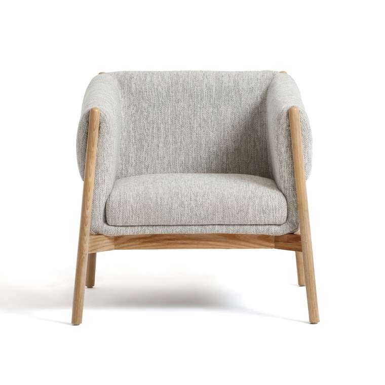 Кресло из ткани букле с меланжевым эффектом Tekou серого цвета