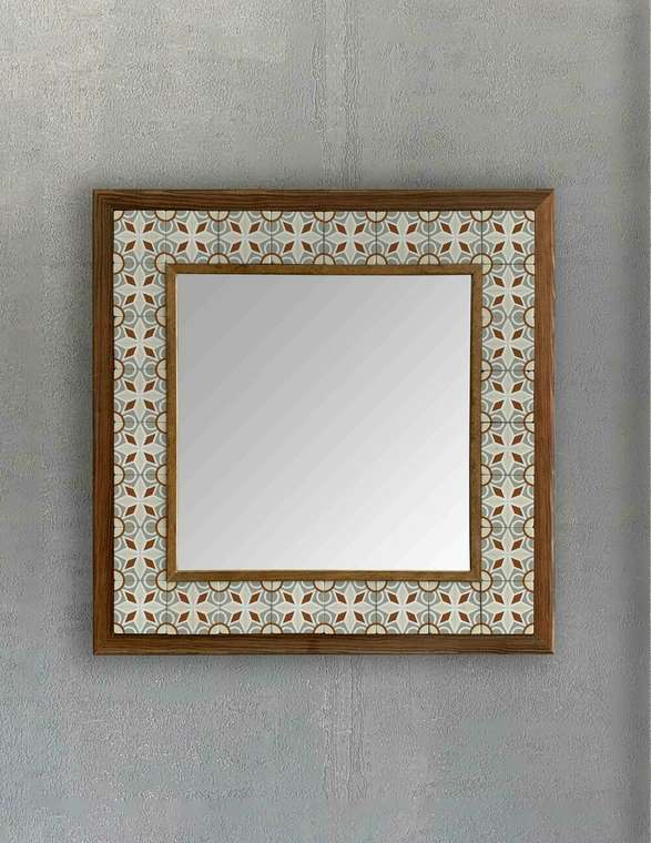 Настенное зеркало с каменной мозаикой 43х43 с основанием из композита