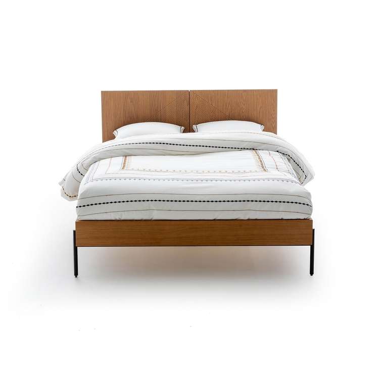 Кровать с кроватным основанием Lodge 140x190 коричневого цвета