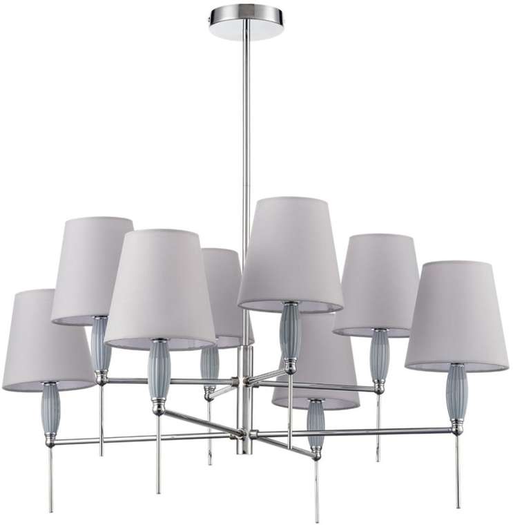 Потолочная люстра на штанге Lumion Karmen 8279/8 хром/серый, металл/керамика/текстиль Е14 8*40W 220V