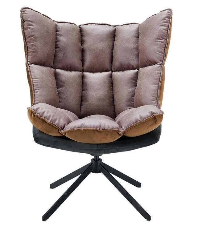 Кресло серо-коричневого цвета с металлическим основанием